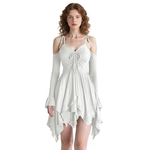Usthirit Renaissance Fairy Dress Women's Gothic Off Shoulder Handkerchief Dress - Small - Z3831wh