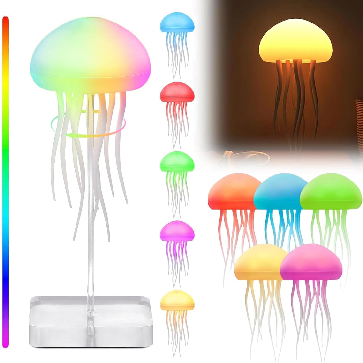 LED Jellyfish Lamp RGB Gradient Jelly Fish Light with Dancing Legs