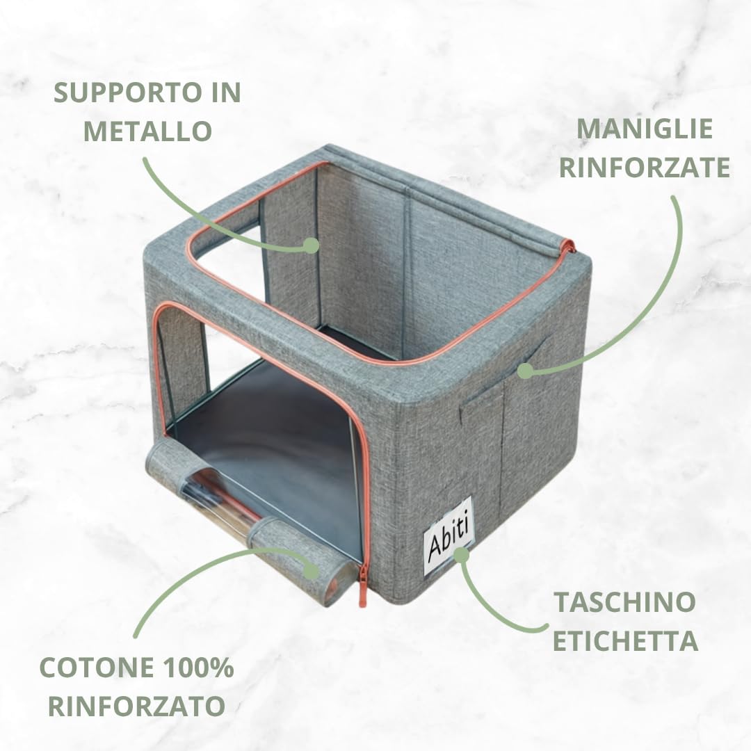 4 Scatole per Armadio Rigide con Cerniera da 66L, Set da 4 Contenitori per Armadio Salvaspazio, Organizer Armadio con Struttura in Metallo Pieghevole (66L (50x40x33cm), 4, unità)