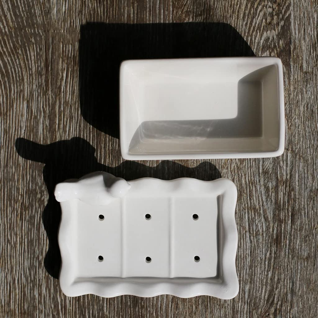 Jabonera Autodrenante Drenaje de cerámica nórdico conjuntos de jabonera con encimera que drenan la capa doble con tapa de lavabo interior baño de baño Bandeja de la bandeja de la bandeja Jabonera Jabo