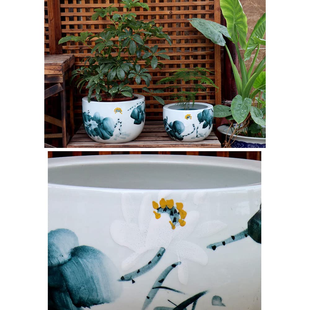 Doniczka Ceramiczna Jingdezhen, Ręcznie Malowana, Niebiesko-Biała Porcelana, Róg Obfitości, Balkon, Doniczka, Piwonia, Drzewo Fortuny, Akwarium,B-with holes