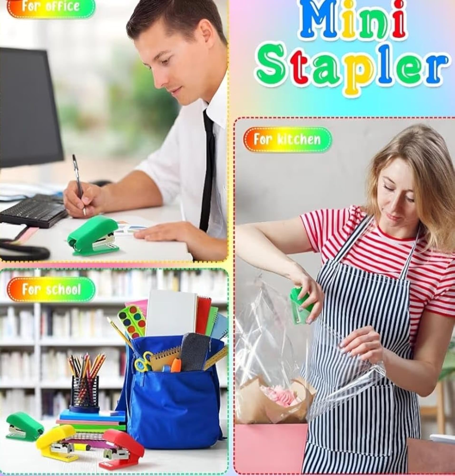 4Pcs Mini Stapler with Staple Pins