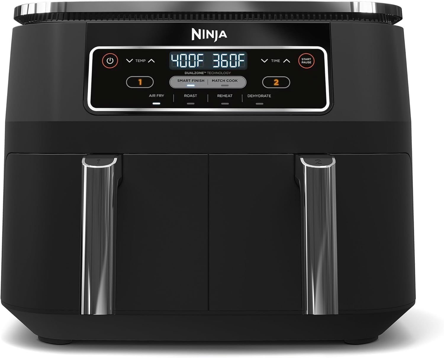 Ninja Foodi 4 in 1 8-Quart 2-Basket Air Fryer with DualZone Technology, Air Fry, Roast, Reheat, and Dehydrate – Black (DZ100) Ninja Foodi 4 in 1 8-Quart 2-Basket Air Fryer with DualZone Technology, Air Fry, Roast, Reheat, and Dehydrate – Black (DZ100)