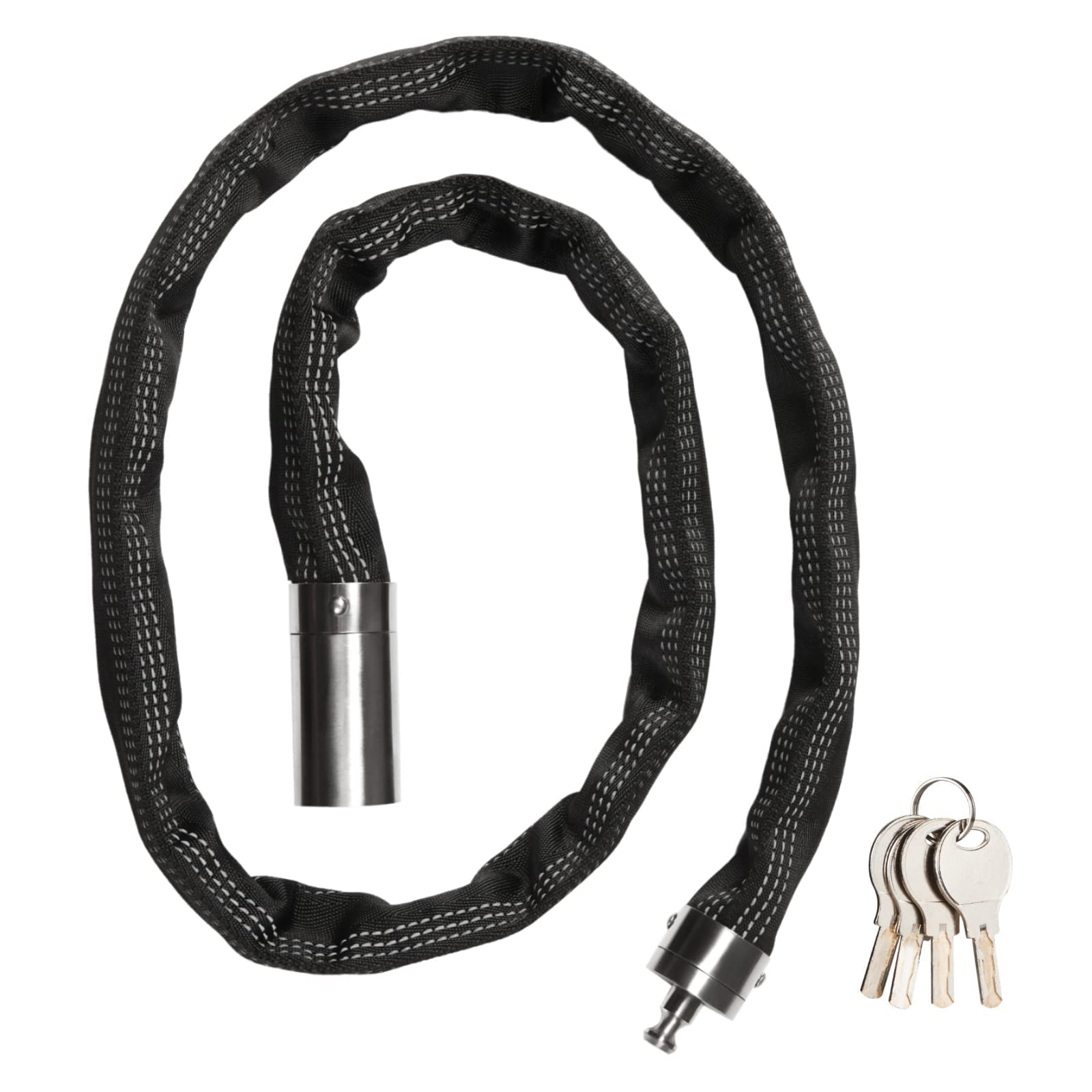 FIGODE 2 Stück Edelstahl Kettenschlösser mit 6 gleichen Schlüsseln, rostfreies Schloss und Kette, Marine Grade Schloss für Fahrrad, Moto, Roller, Boot, LKW und Tür, Diebstahlschutz - 110 cm lange