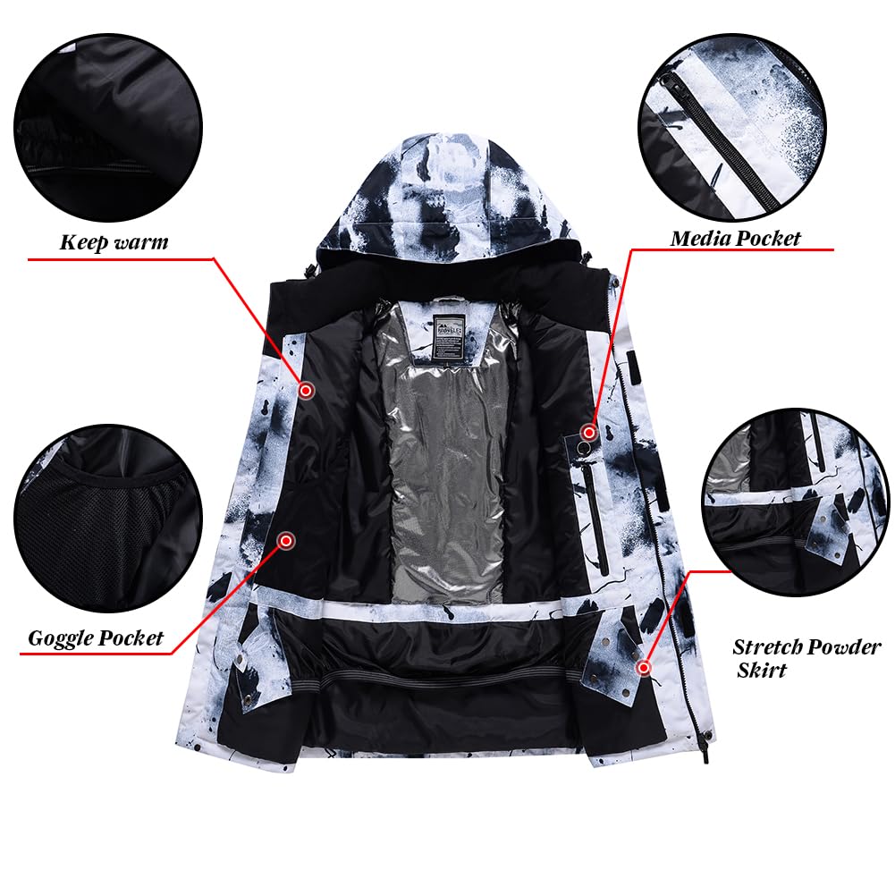 RIUIYELE Conjunto de chaqueta y pantalones de esquí para hombre, aislados, impermeables, para invierno, cálido, al aire libre, esquí, snowboard, chaquetas para hombre