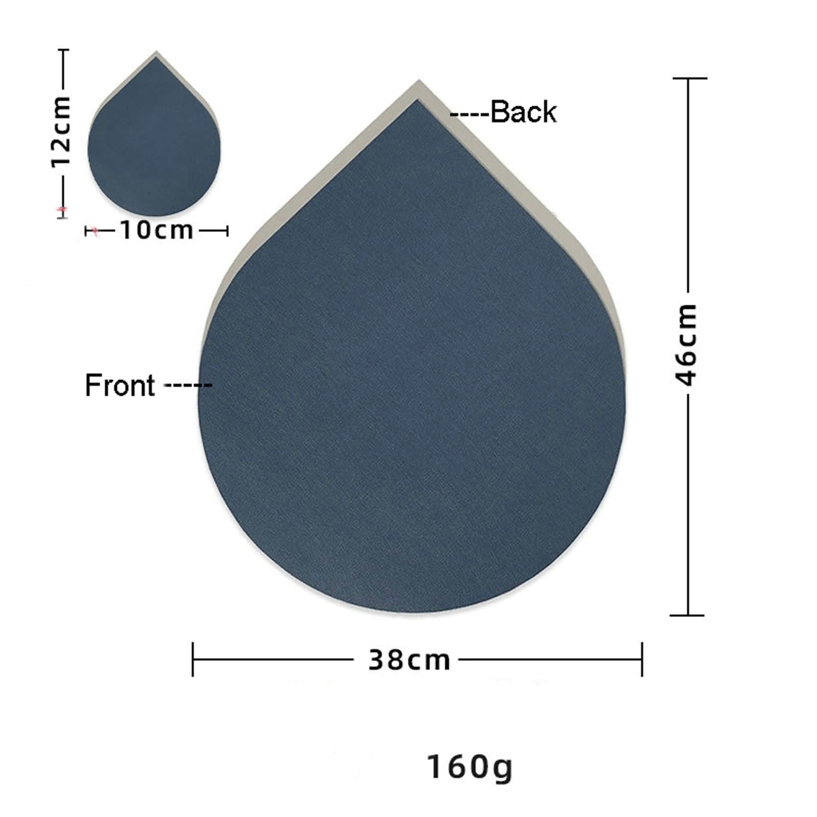 8 Pieces Sets de Table, 38 x 46 CM Tapis de Table Antidérapant a Manger Cuir Gris Bleu, Couleur Unie Double Face avec Goutte D’Eau
