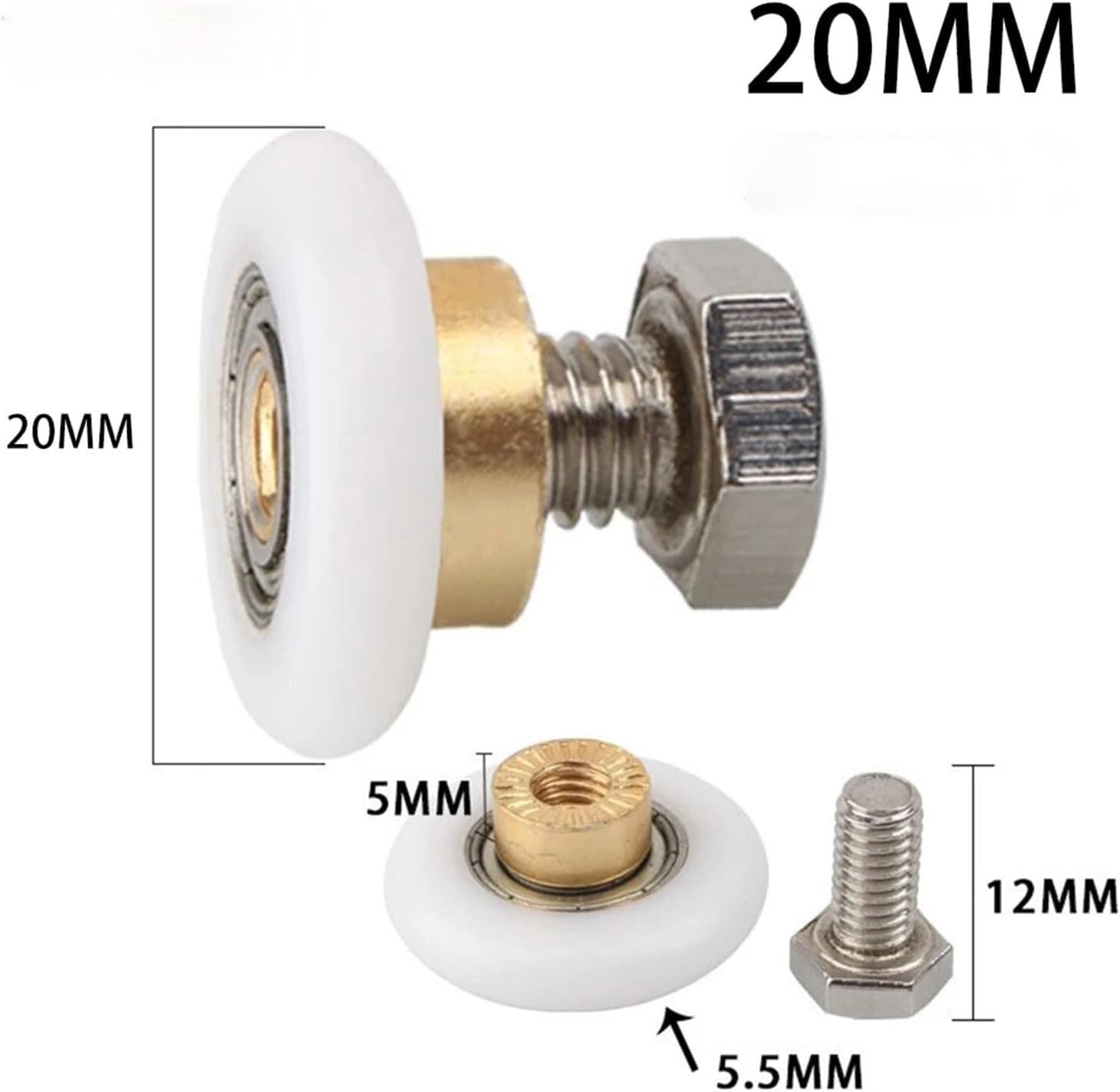 4 Stück Ersatz-Rollen for Duschtüren, 20–27 Mm, Rollen for Badezimmer-Glasschiebetüren(27mm)