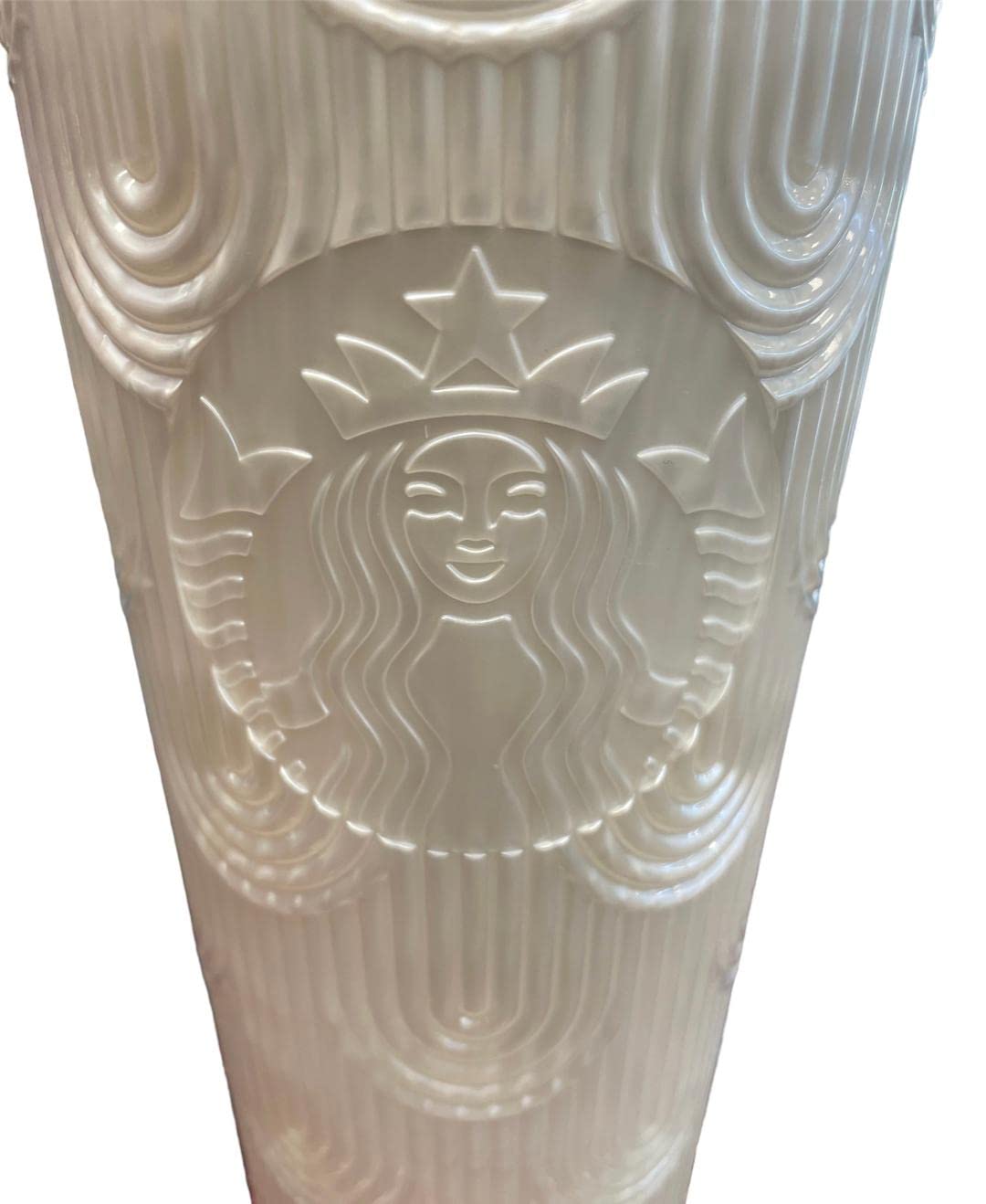 Starbucks white cold cup tumbler 2023 siren mermaid logo front