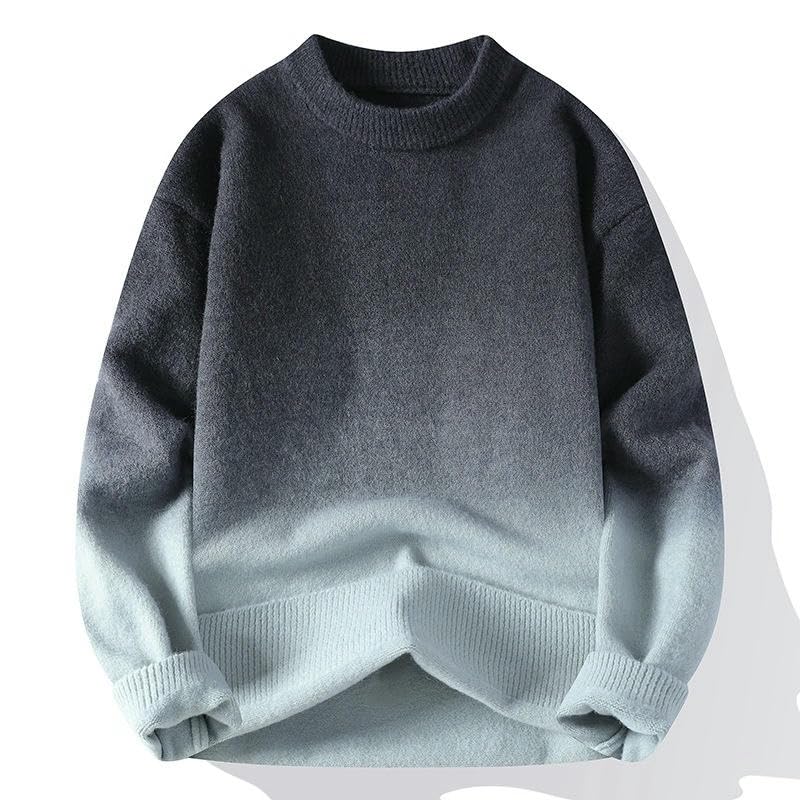 Suéter de punto para hombre ropa de abrigo casual de cuello redondo color sólido para otoño 4