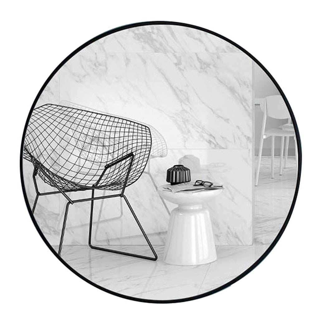 Miroir rond 50cm noir MU miroir mural salle de bain maquillage à coller