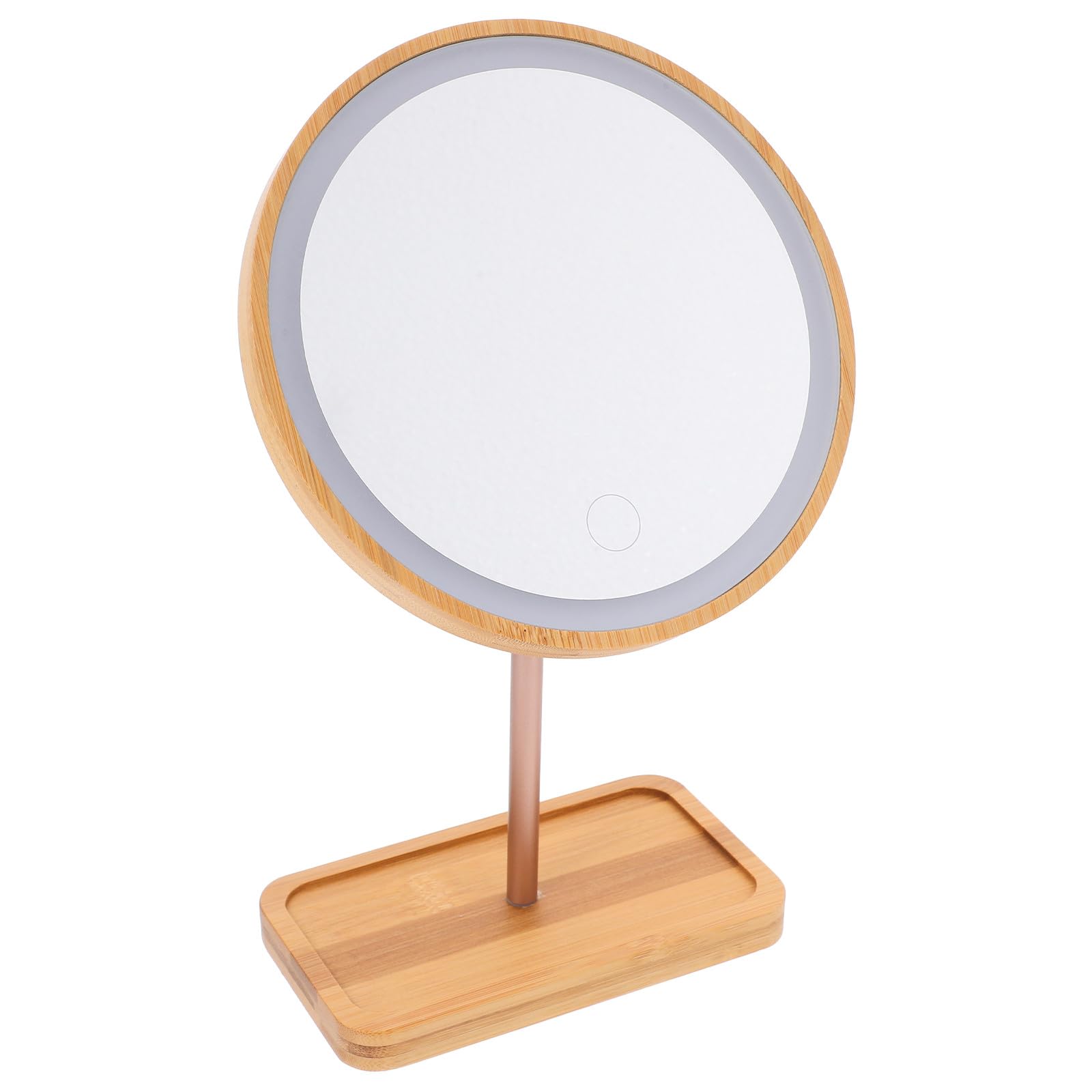 Miroir de maquillage LED de table contre le manque de lumière, rechargeable en bois