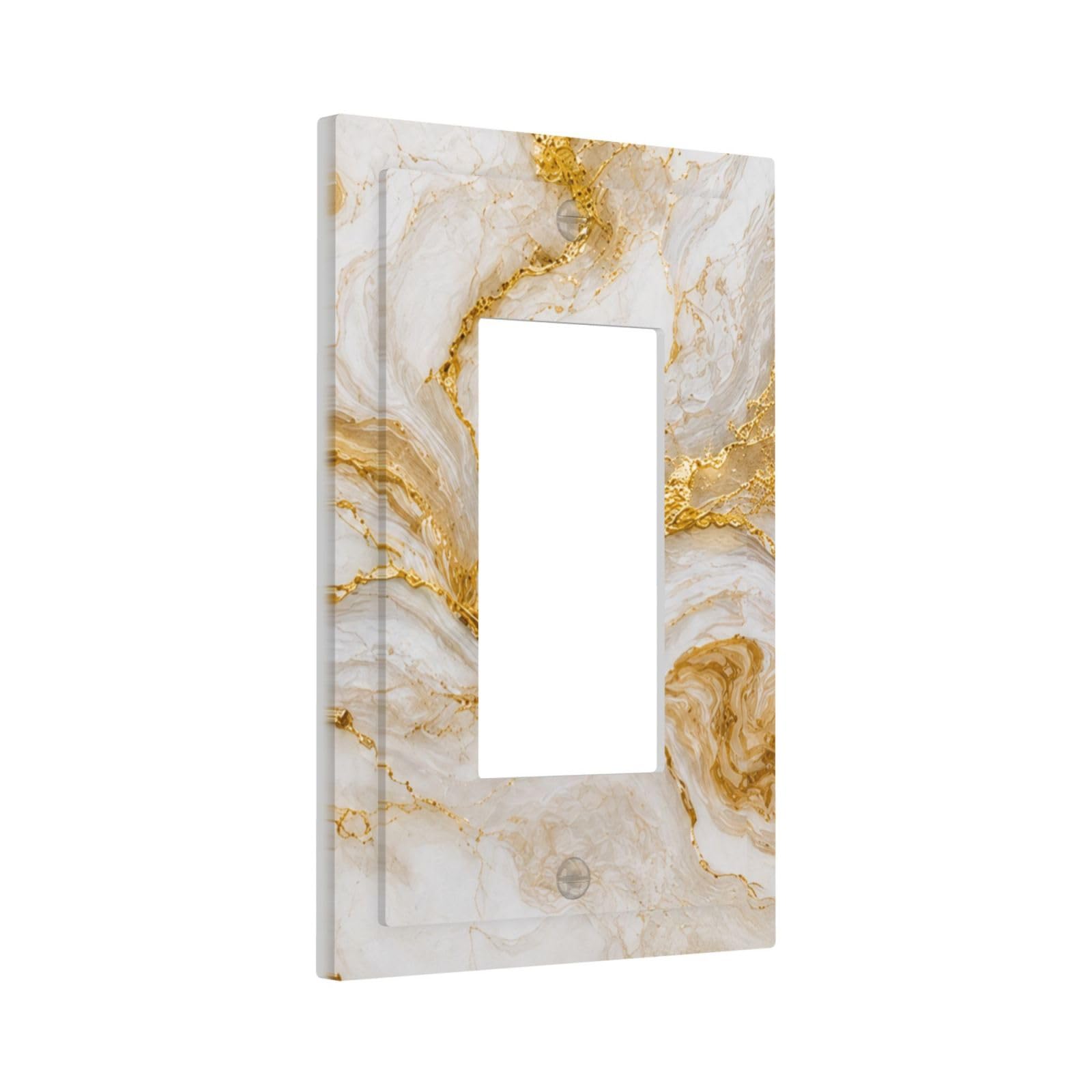 Yamxbfa Decorative Outlet Covers Cream White Beige Gold Marble Texture Luxury 1 Gang Rocker Light Switch Cover Plate Single Wall Plates Switch Plate Covers Faceplate for Bedroom Home Decor