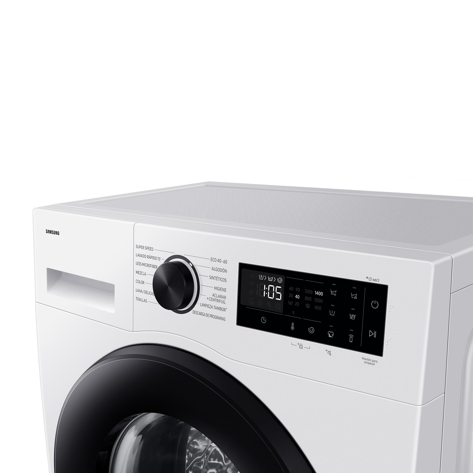 Samsung WW90DG5G34AEEG Waschmaschine WW5100D SLIM 9 kg 48 cm tief Dampfprogramm AI Energy Mode Ecobubble WiFi Mikroplastik-Programm AI Wash SuperSpeed 39 Min. Weiß
