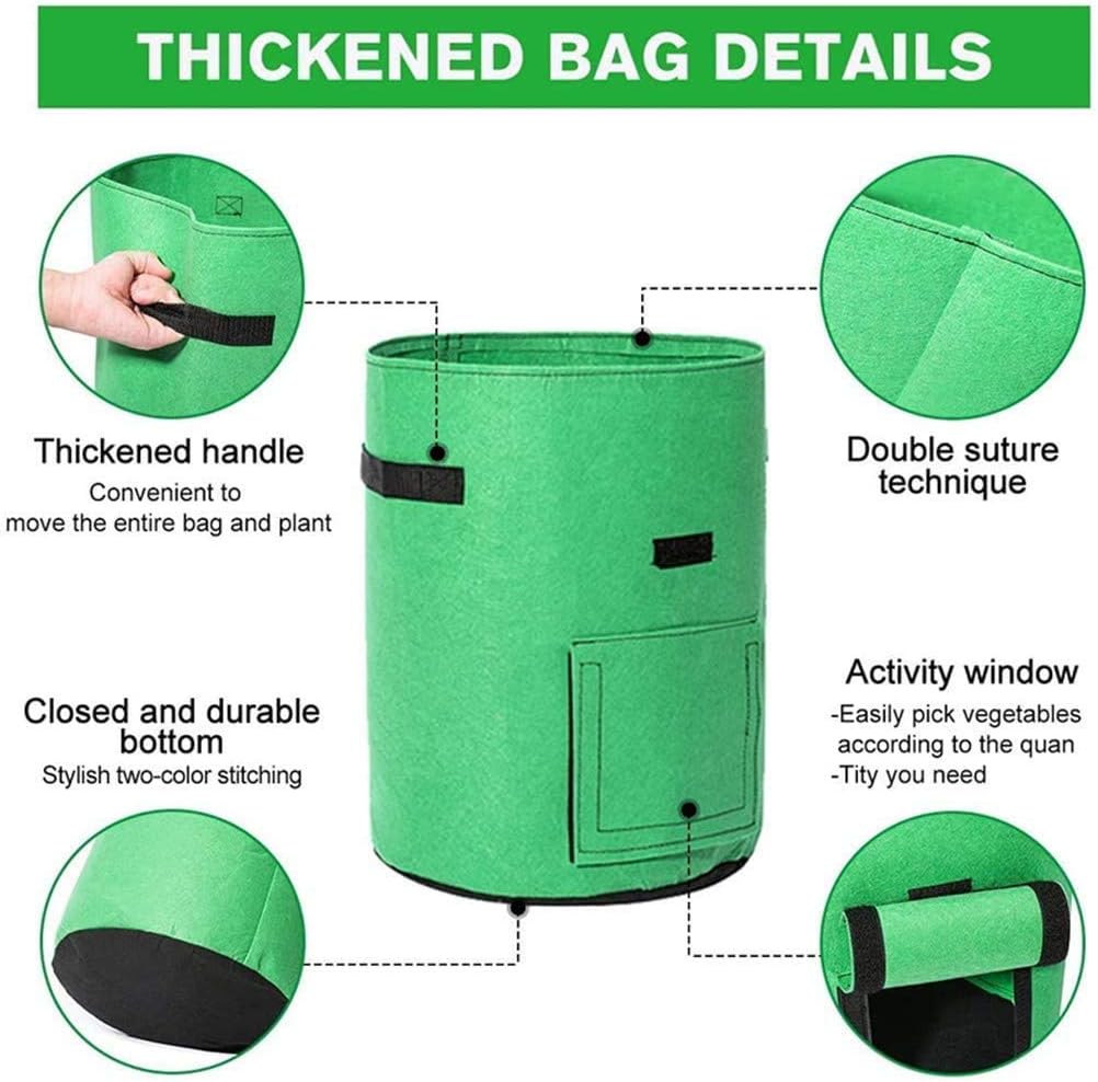2 Pack 7 Gallon Potato Grow Bags, Planter Bag Heavy Duty, Thickened Growing Bags Garden Vegetable Planter with Handles & Large Harvest Window