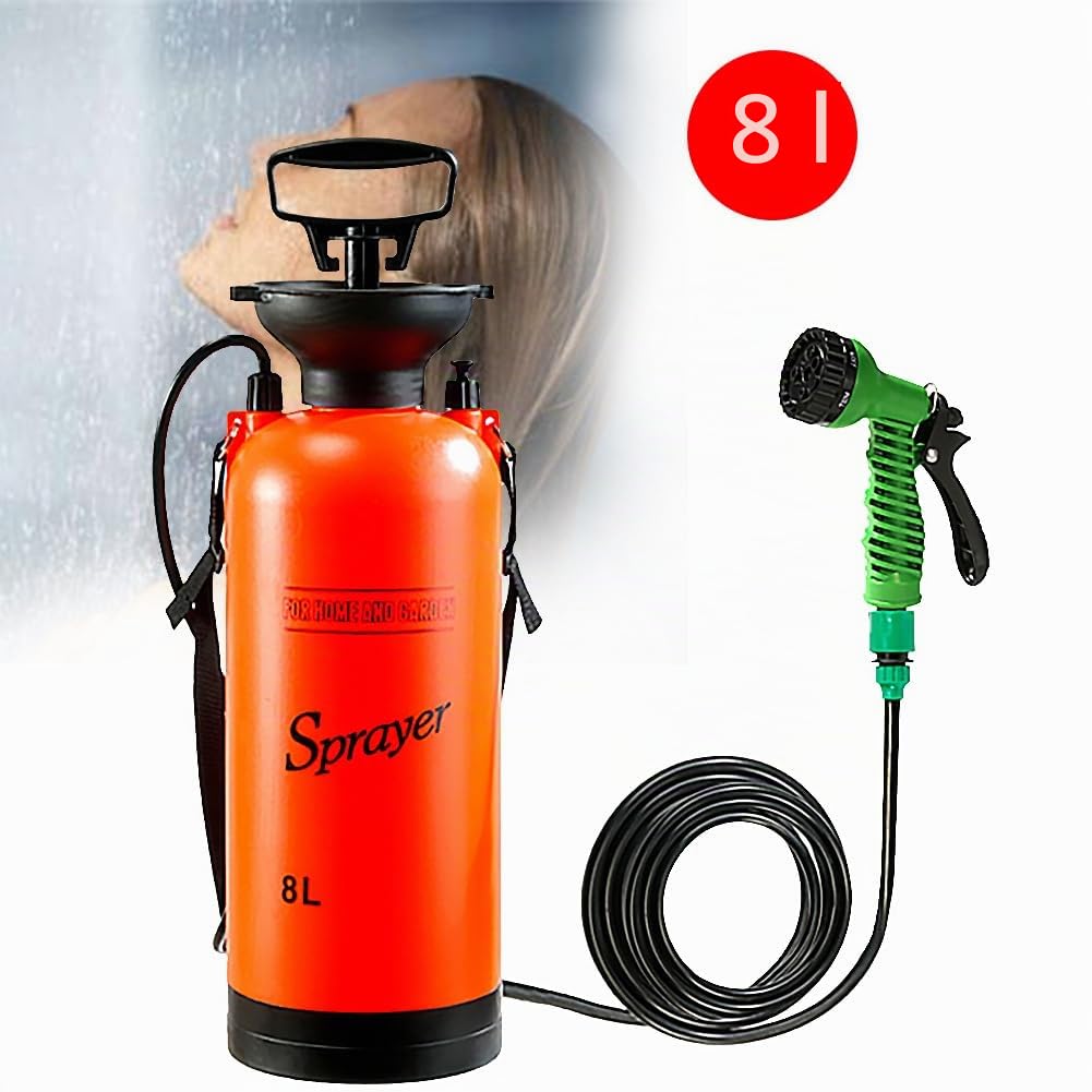 Camping Dusche Mit Pumpe | Tragbare Outdoor Camping Dusche | Multifunktions Badesprüher Haustier-Badewanne | Gartensprüher Pump Drucksprüher für Unterwegs, Autowaschen, Blumen gießen