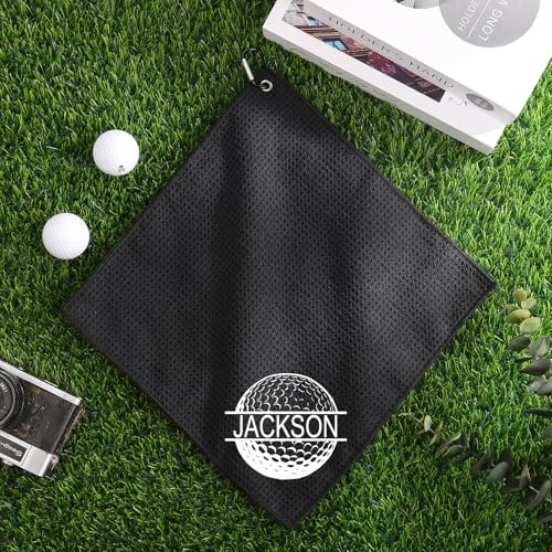 Golf Towel Gifts for Men, Golf Accessories, Stocking Stuffers, White Elephant Gifts, Funny Personalzied Name Golf Towel Gifts for Men Dad Him (Small)