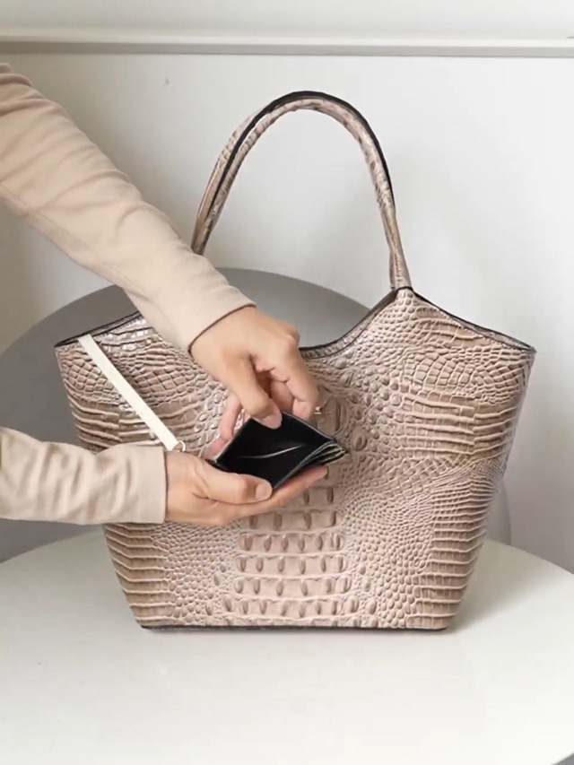 Bolso Satchel Tote para mujer, set 2 piezas, cuero sintético miniatura 6