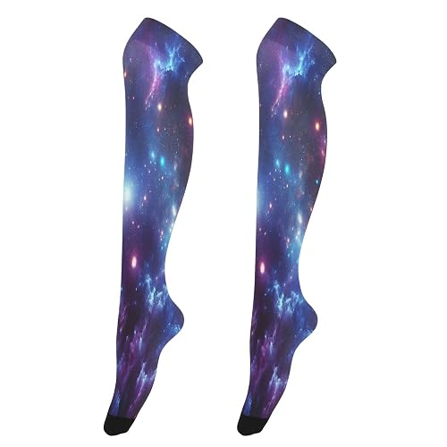 WELLDAY Galaxies Thigh High Socks, Women's Knee High Socks - Extra Long High Socks