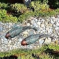 Tooyuart Garden Sculptures & Statues,Koi Fish Decor,Garden Fish Art,Set of 2 Antique Koi Fish Yard Art Decor for Outdoors,Patio,Yard,Lawn,Pond,Home Decoration (Bronz)