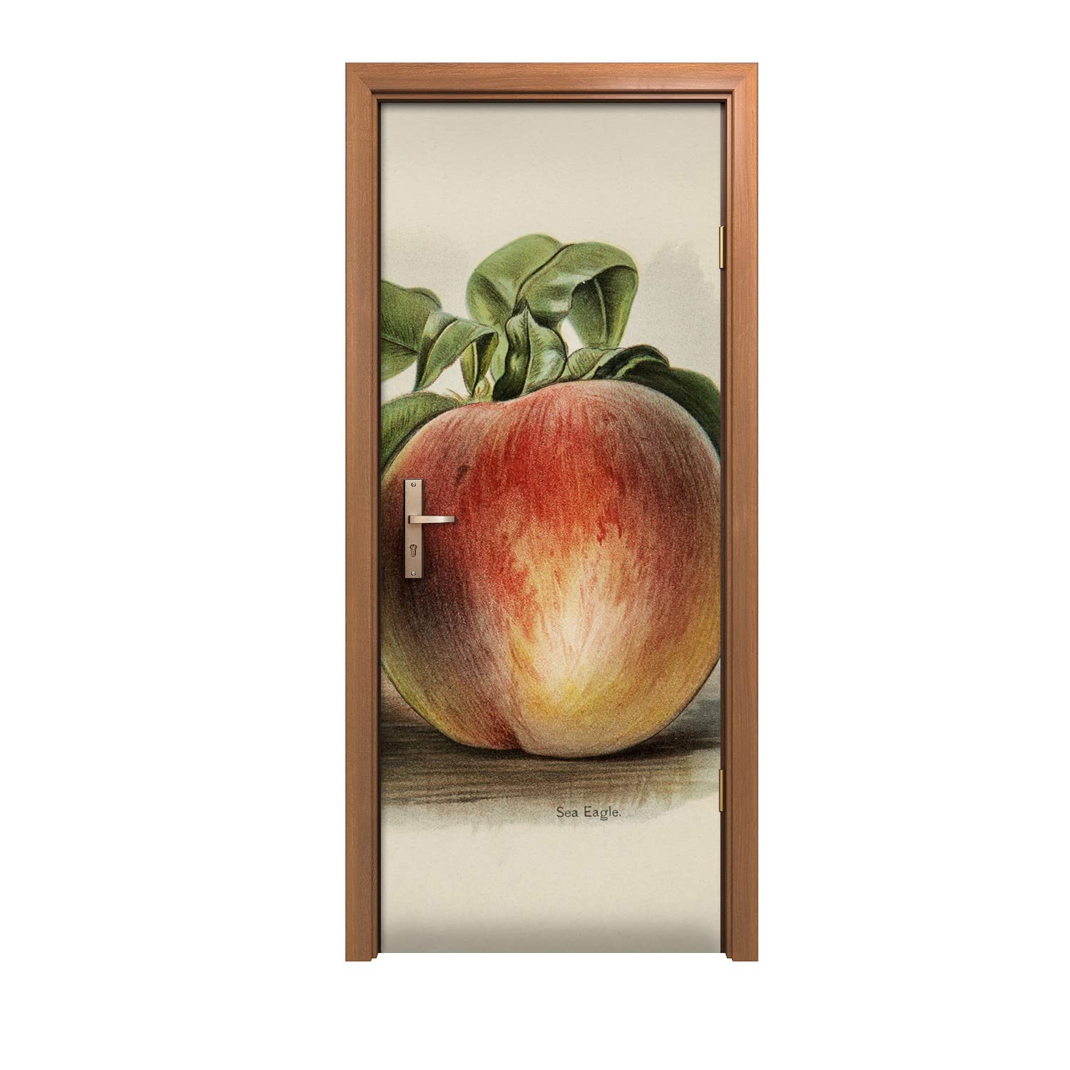 Sticker de porte feuilles de fruits de pêche et décoration murale intérieure 90x200 cm