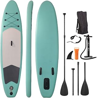 10.5' x 32'' x 6'' Paddleboard 350LBS Capacity SUP, Surf Inflatable Stand Up Wakeboard, with Accessories, Carry Straps, Adjustable Paddle, Hand Pump, Leash, Repair Kit, for Adult Cruising