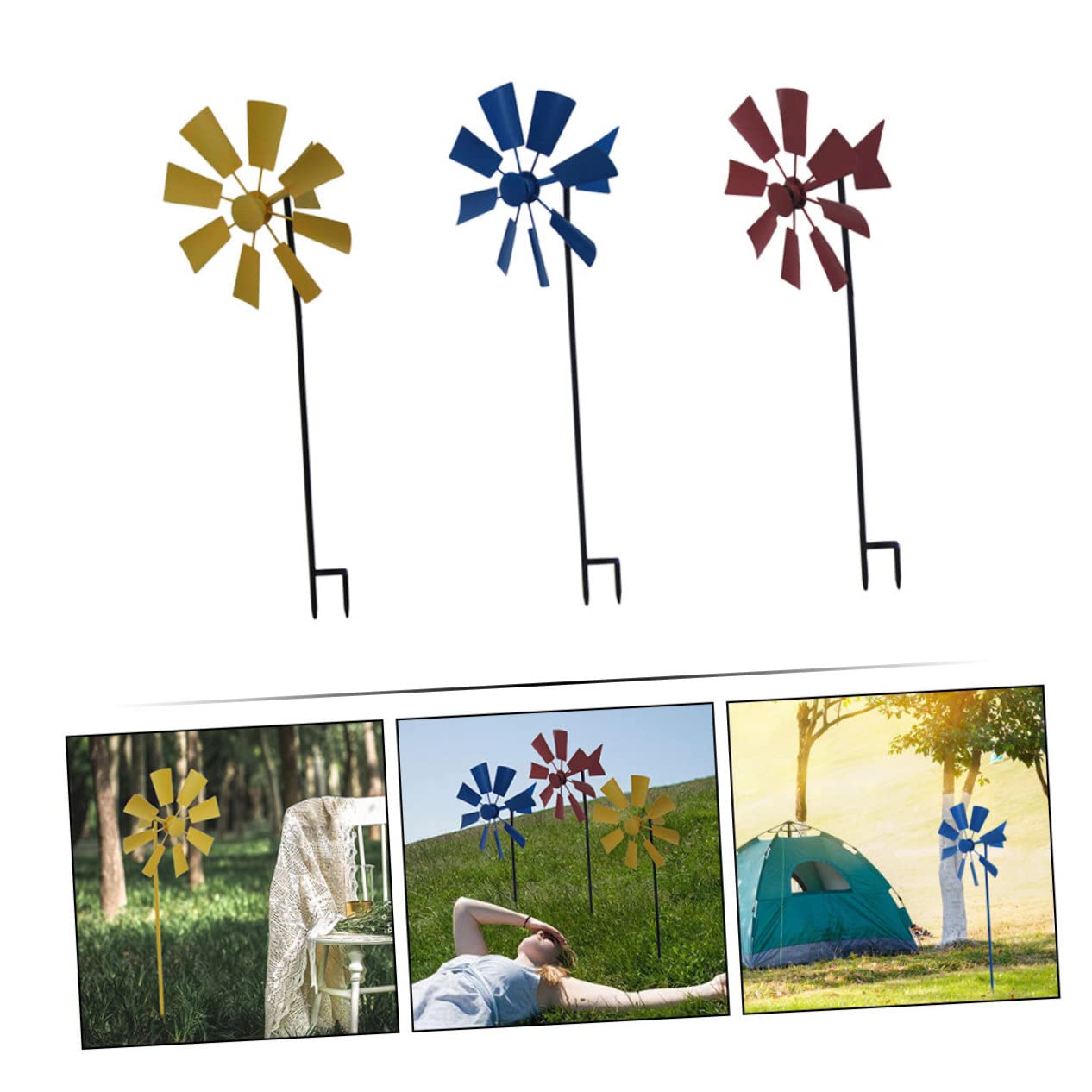 VICASKY 3stücke Garten Windmühle Aus Metall Windräder Für Garten Windmühle Für Außenbereich Filigranes Design Farbenfrohe Dekoration Für Haus Und