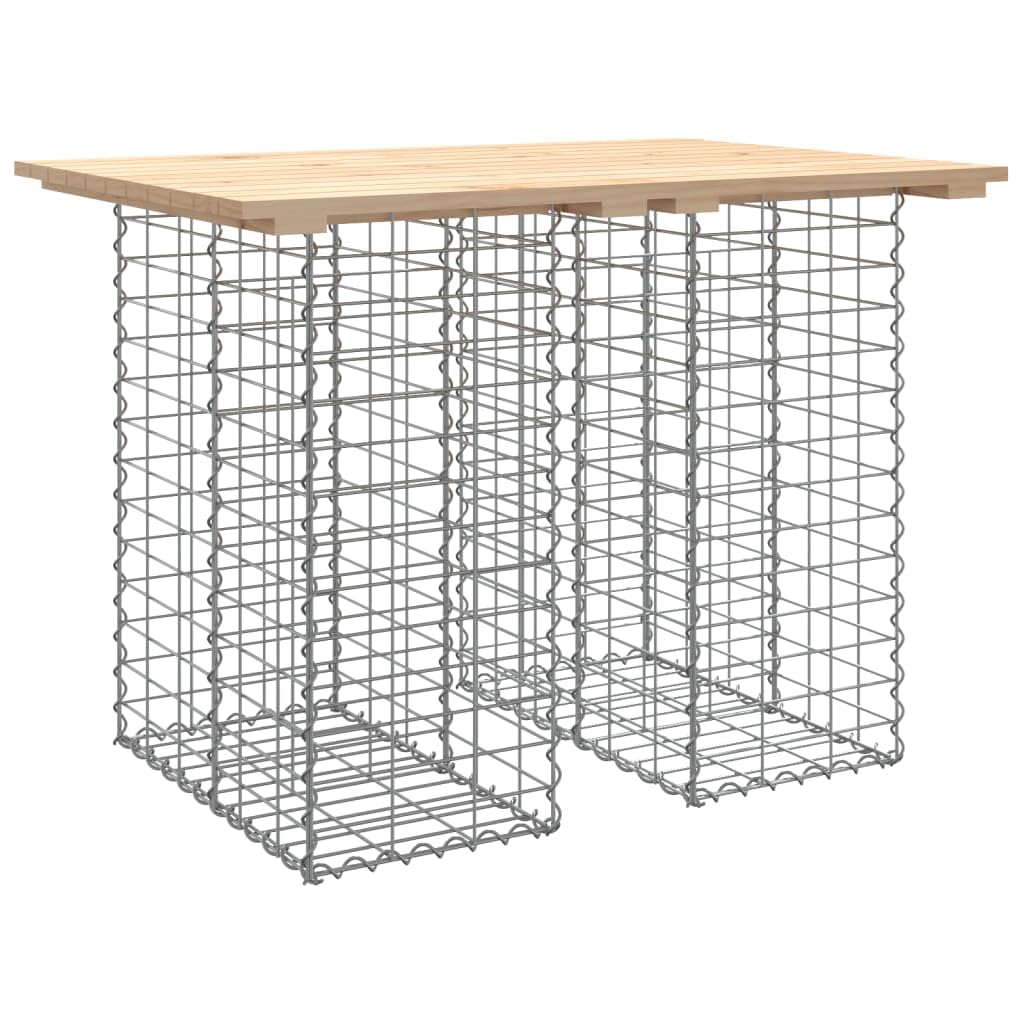 Banco de jardín de madera maciza de pino con base de gavión, 100 x 70 x 72 cm, robusto, banco de exterior para jardín, terraza y balcón