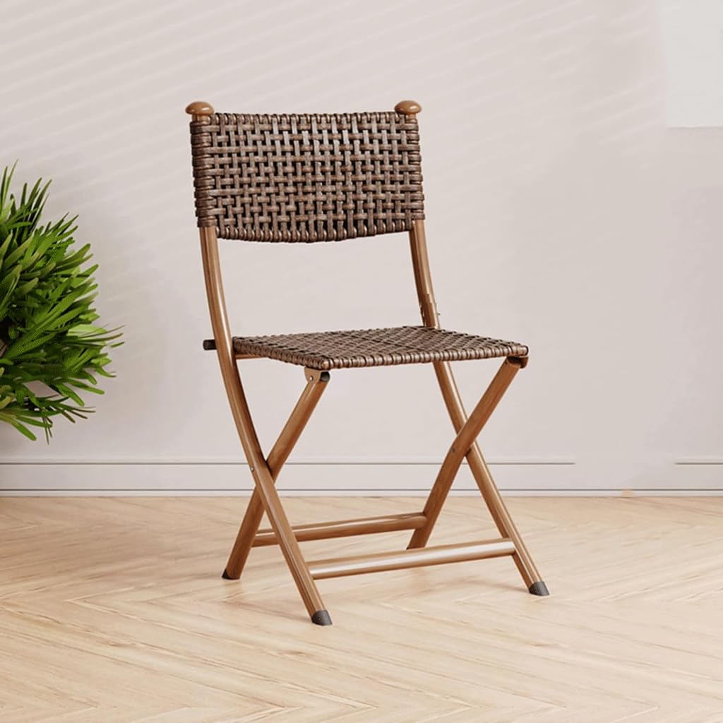 Chaise en rotin pliable pour salle à manger et extérieur avec dossier confortable