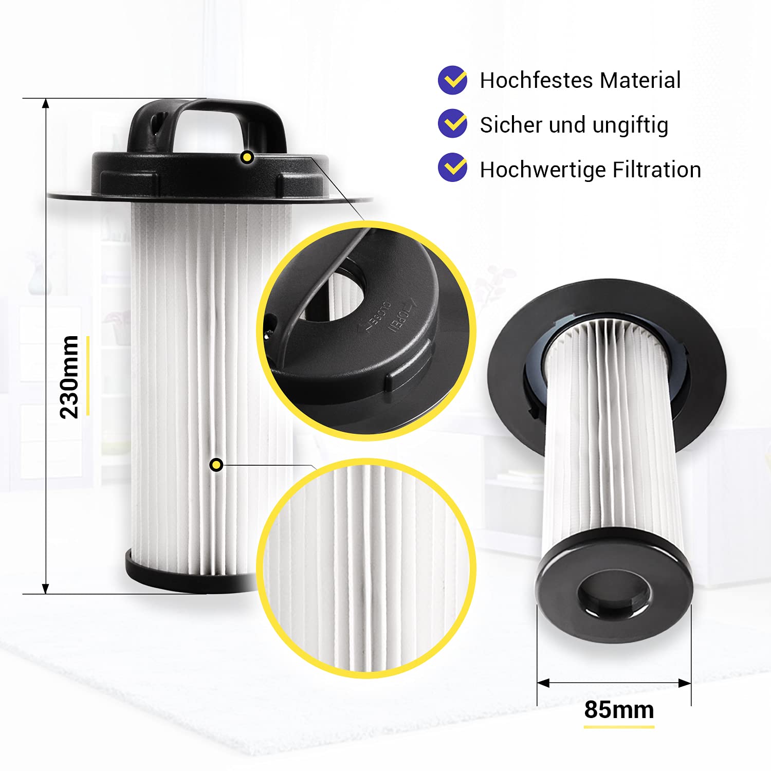 Filtro Aria Microsafe FC8048 Per Philips Marathon FC 9200 - FC 9219 – Lavabile E Antiallergico