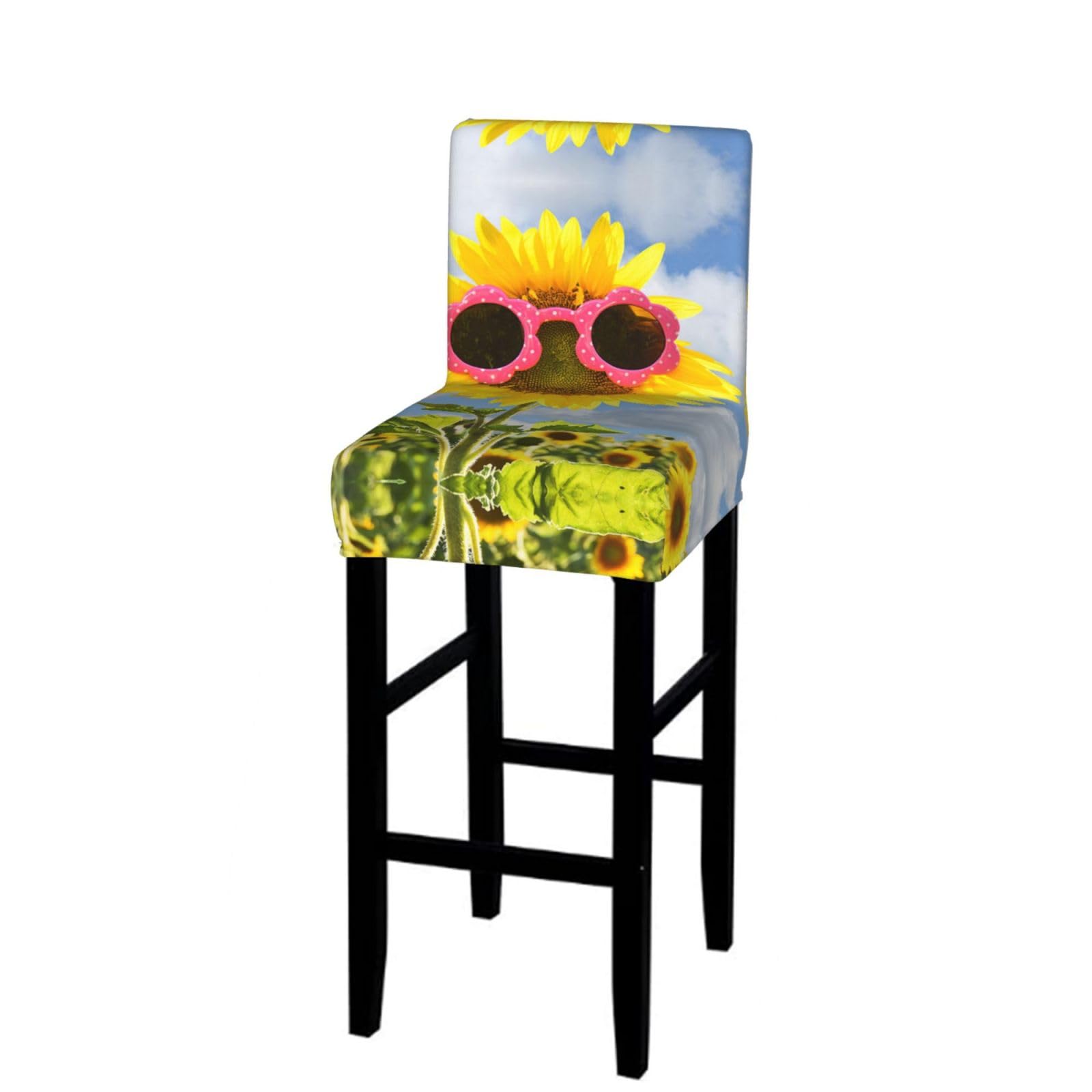 WXWJSHMGC Cartoon Sunflower Print Bar Stool Covers Stretch Counter Height Chairs Covers