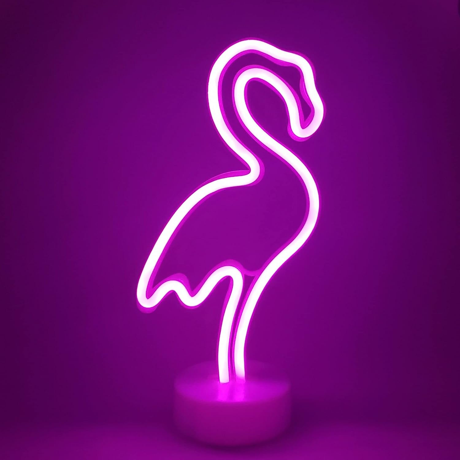 LoveNite Neon Indoor Night Light, Battery Operated Glowing Neon Decorative Sign LED Light for Room Party Festival Decorations (Flamingo)