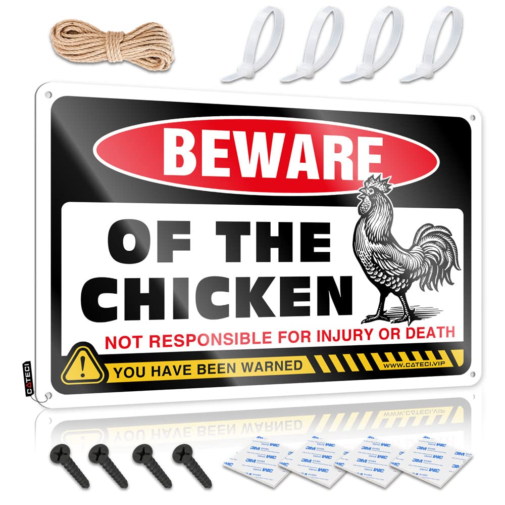 HELIOFORGE Funny Wall Signs Beware Of Chicken Sign Room Door Sign Funny Office Signs(30X40CM)