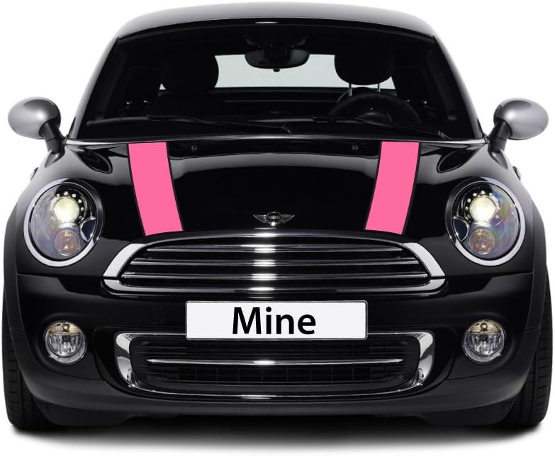 The Pixel Hut gs00214 French Pink with Black Border Hood Stripes for MINI Cooper and S (2007-2013)