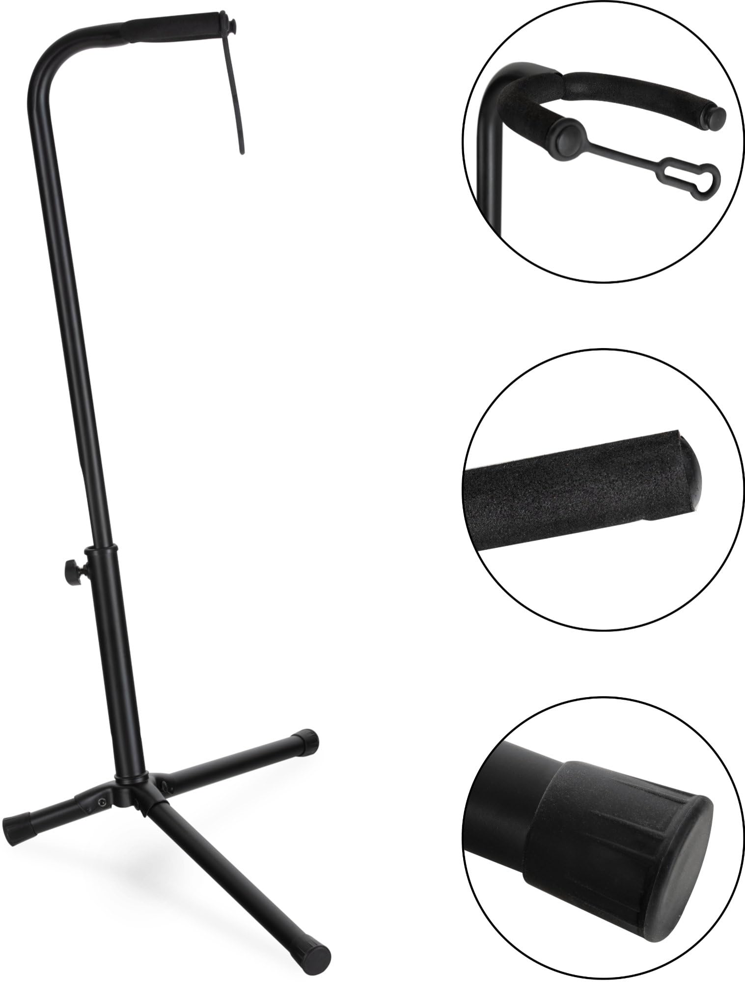 5x Rocktile GSN-01 Gitarrenständer mit Halsstütze (höhenverstellbar 60-70cm, Standfläche 53 x 30 cm, auch für Bass, Banjo o.ä.) schwarz