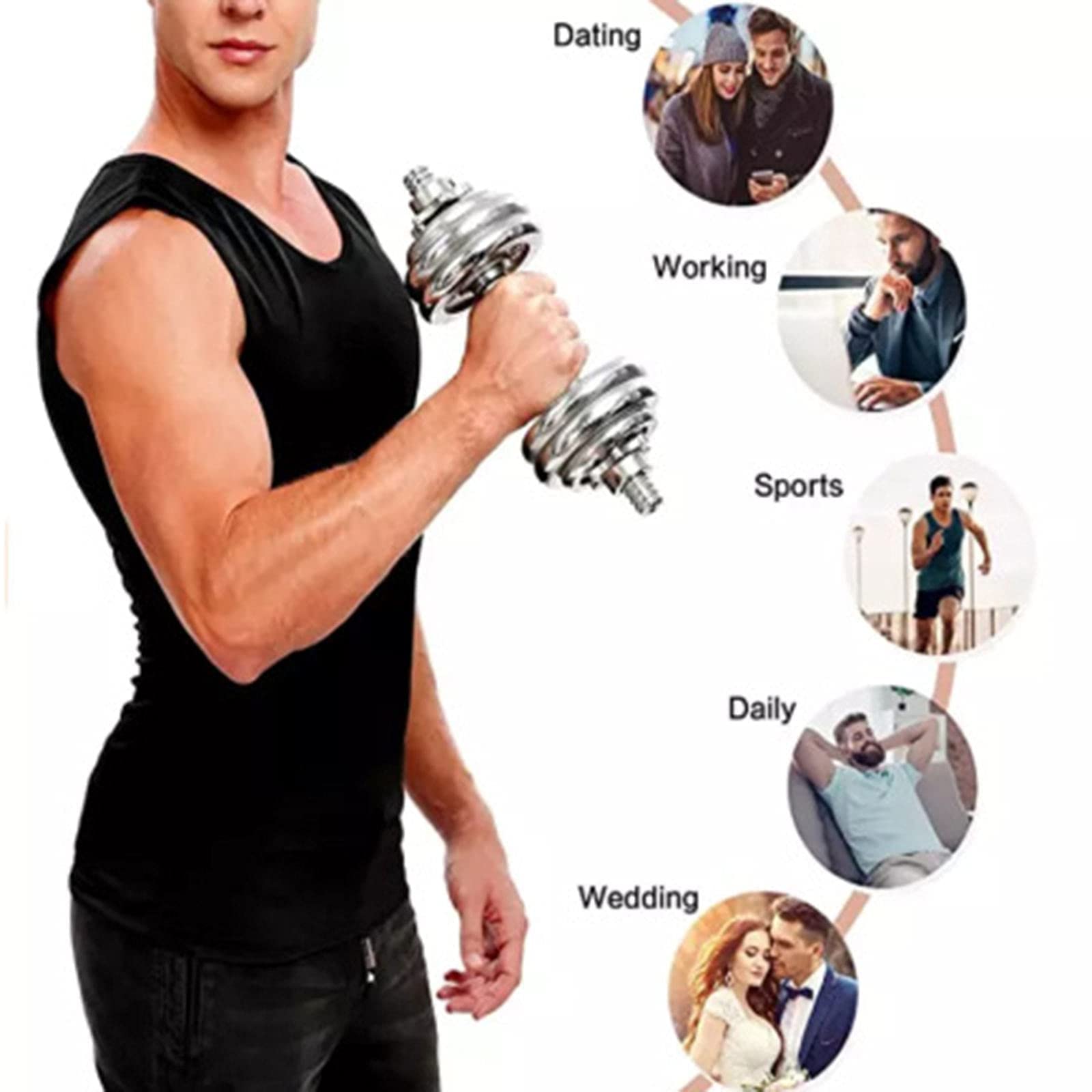 zalati Tank top dla mężczyzn, kamizelka treningowa, wodoodporna, do sauny, tank top, koszulka treningowa, kombinezon na brzuch, neoprenowy strój modelujący, rozmiar XXL, czarny, jeden rozmiar