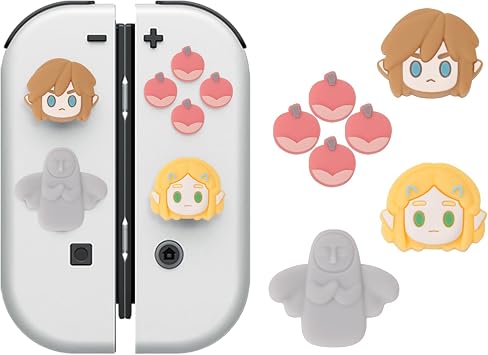 ABXY Buttons Sticker Joystick Cover Caps, Cross D-Pad Button Caps Silicone Thumb Grips Set Compatible with Nintendo Switch/OLED Controller Knights and Princess