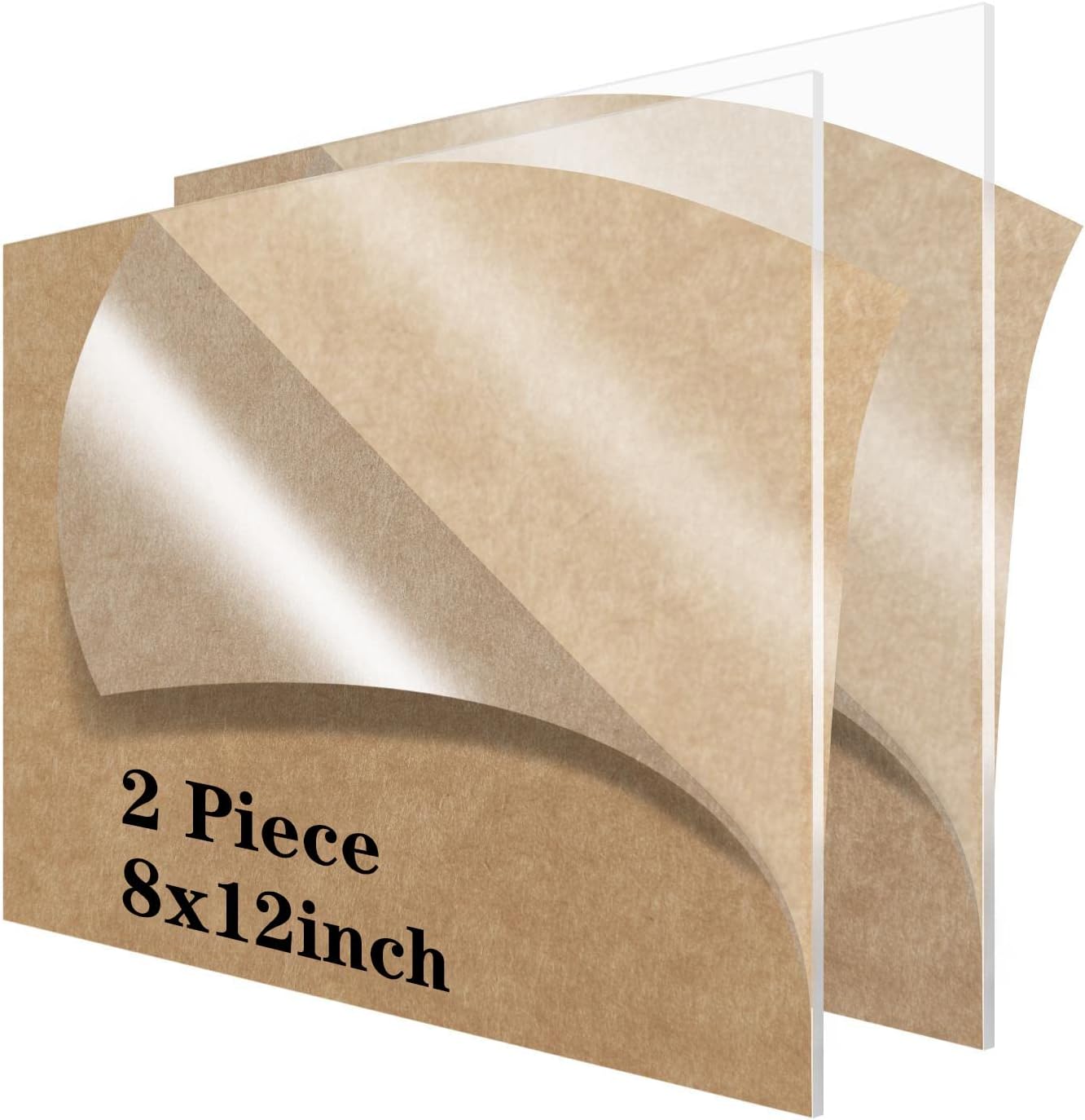 2 Pieces 8" x 12" Clear Acrylic Sheet Cast Plexiglass 1/8”Thick (3mm) Plexiglass Sheet Clear Plastic Sheet, for Sign,Craft, Photo Frame, DIY Display Projects