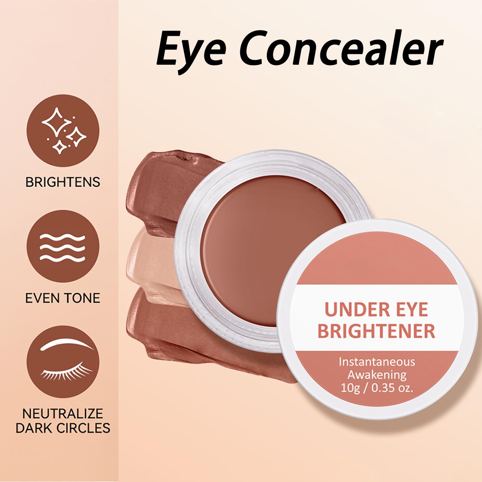Full Coverage Under Eye Brightener and Concealer, Long Lasting, Correcting Cream for Dark Circles and Spots - Image 3