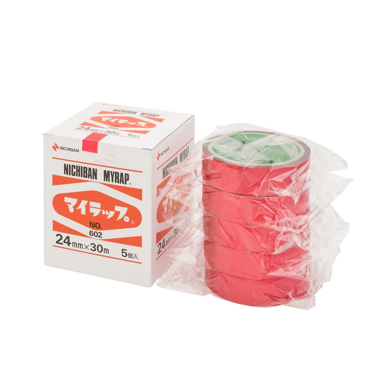 Nichiban 6021-245P Polyester Tape, My Wrap, 0.9 inches (24 mm) x 98.4 ft (30 m), 5 Rolls, Red