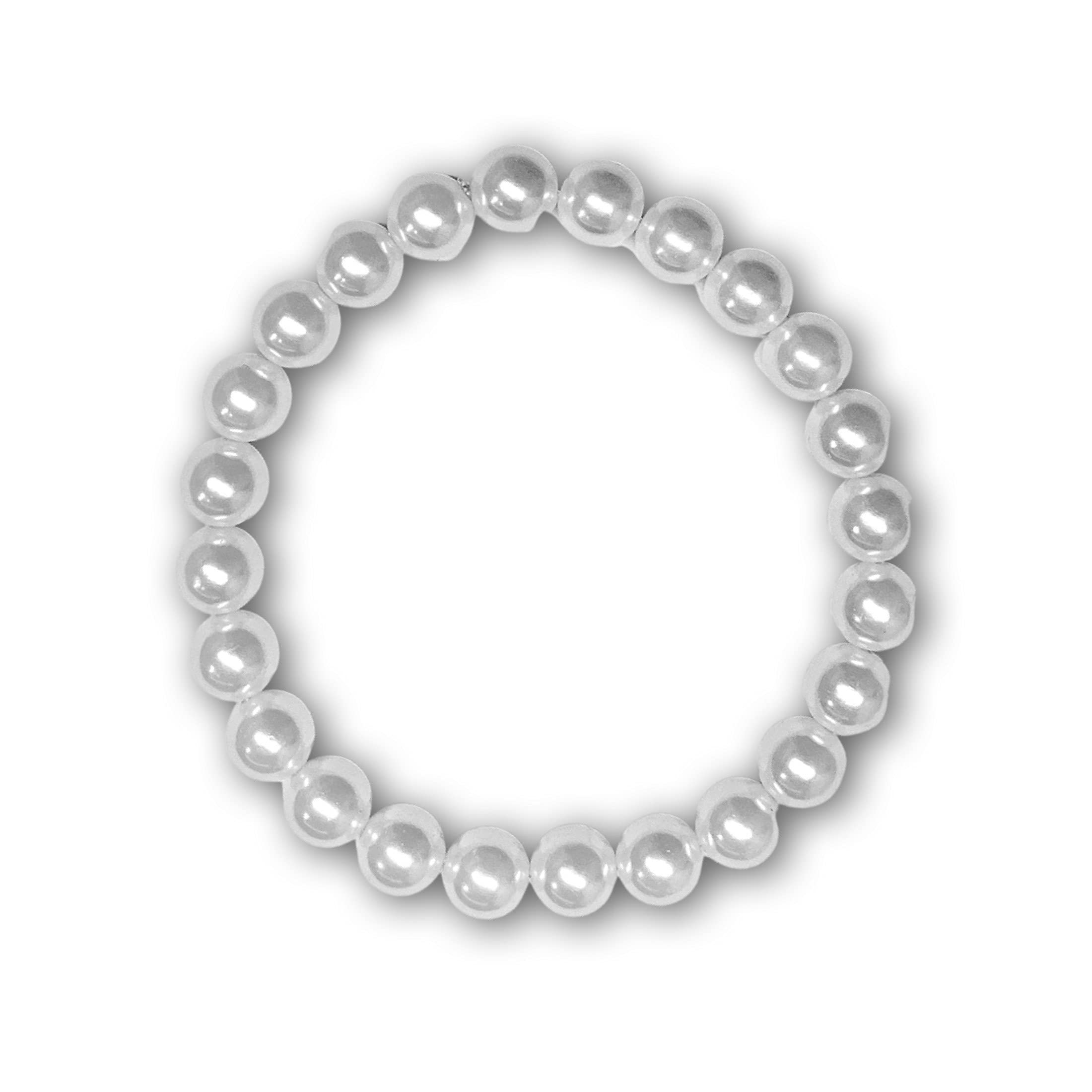 JEWELOPIA Natural White Round Pearl Beads stretchable unisex Healing Bracelets for Girls & boys (Single line) (B098F83J8N) Amazon Price History, Amazon Price Tracker
