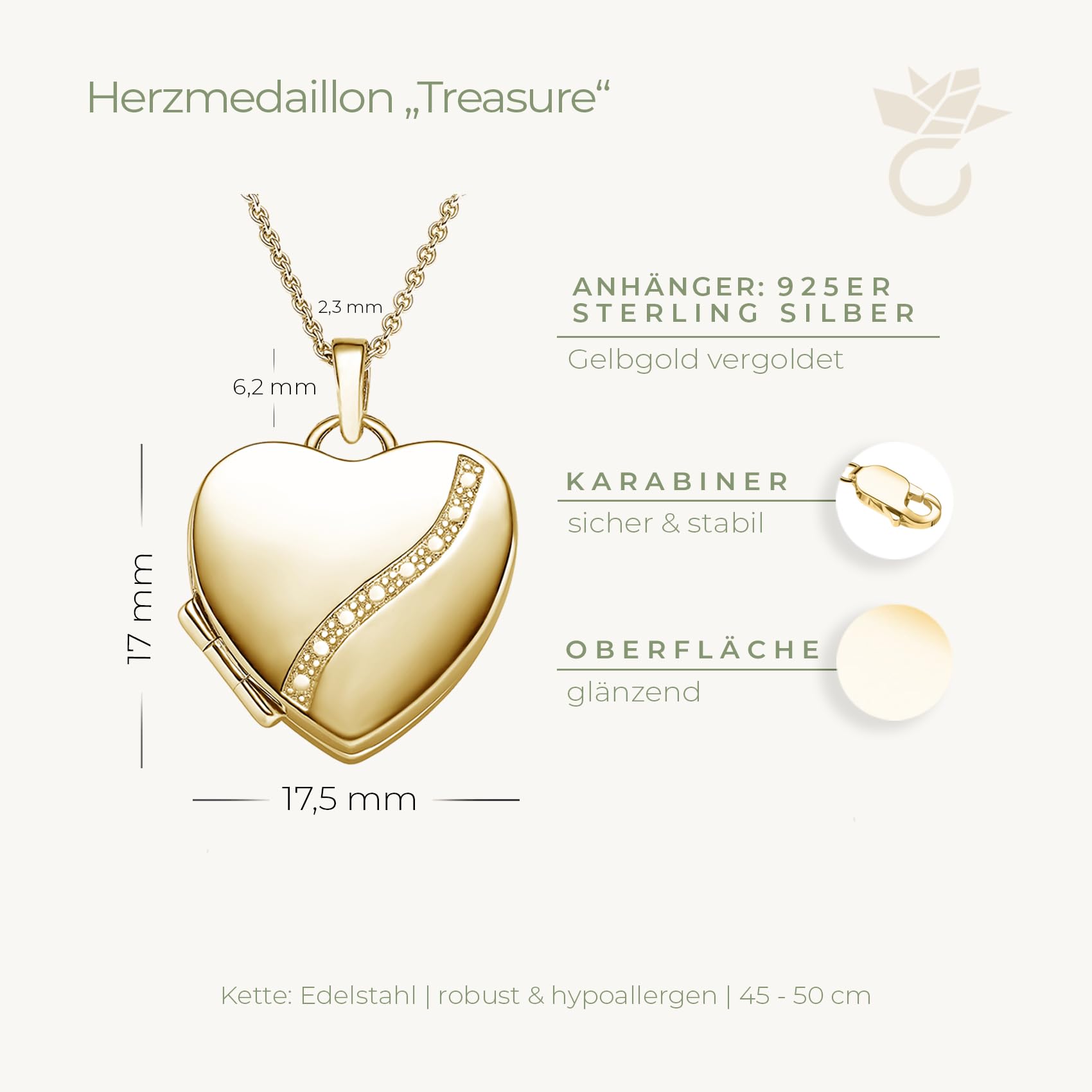 Amoonic Damski medalion w kształcie serca *Treasure pozłacany do otwierania, łańcuszek 45-50 cm, usługa przesyłania zdjęć i grawerowania, pamiątka z serca