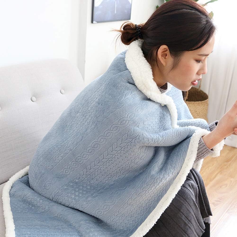 Xgwml Blue Office Cover Leg Blanket Thick Warm Lazy Shawl Lunch Break Cloak Napping Small Blanket (Blue)