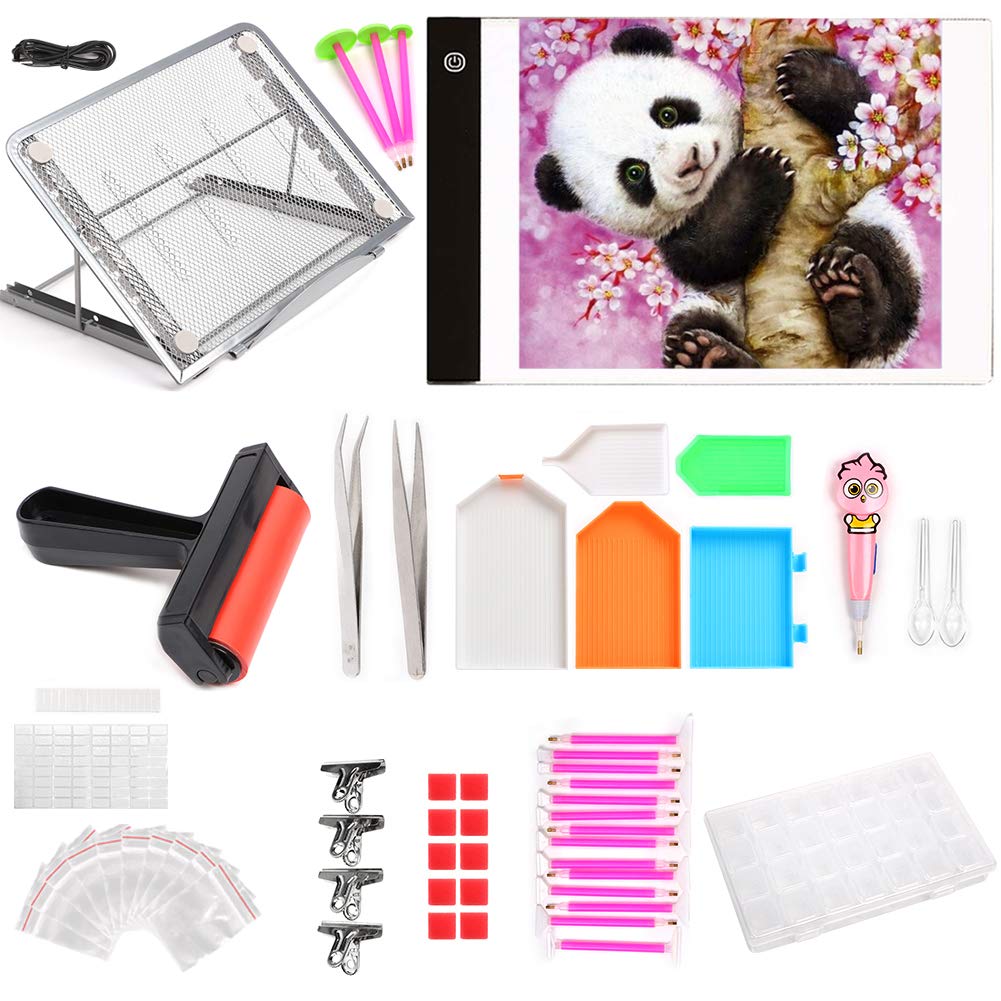 ZGoEC 104 PCS Diamond Paiting Accessories Include A4 LED Light Pad, Light Board Stand Holder,5D Diamond Painting Roller,Ideal Accessories Tools for Arts Crafts Sketching Drawing