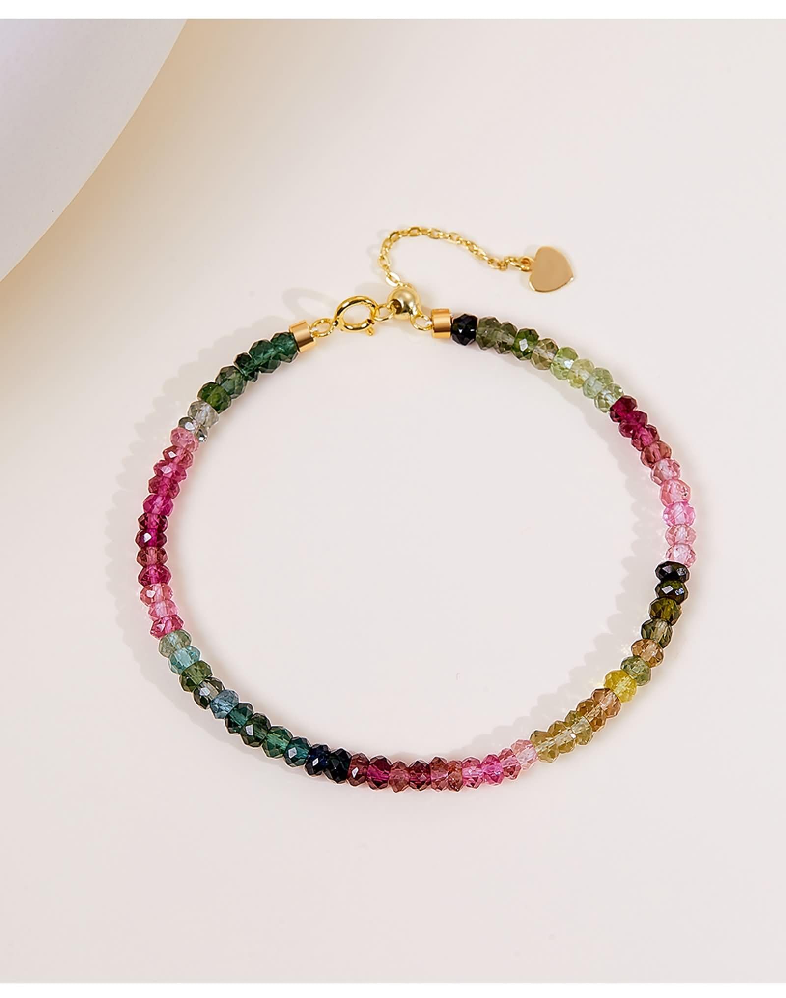 Collana da donna in oro giallo 9 K/14 K/18 K con tormalina arcobaleno