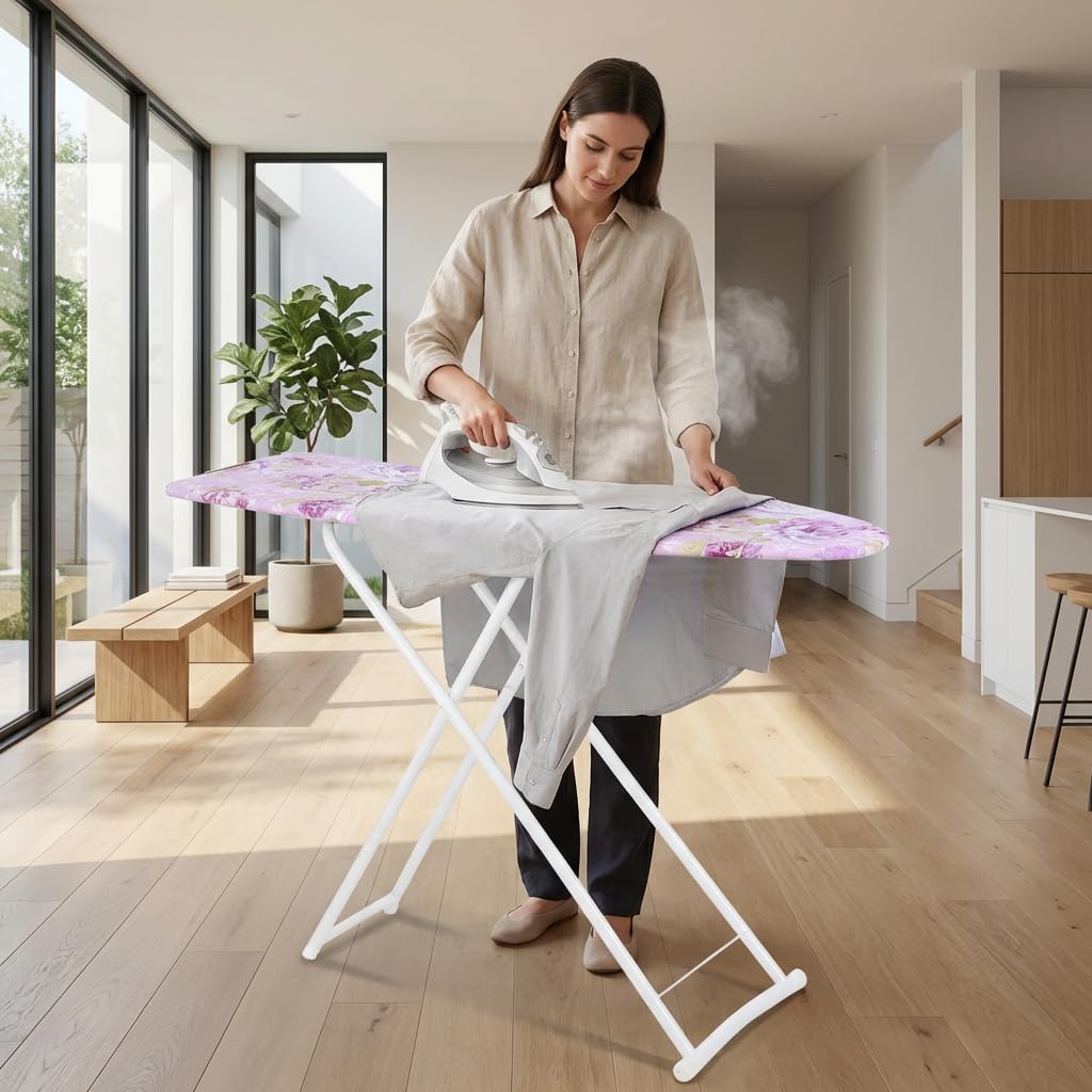 Foldable Ironing Board 36" x 12", Height Adjustable Iron Board with Heat Resistant Cover & Iron Rest, 36" Long Ironing Board with Sleeve Board, for Laundry Room