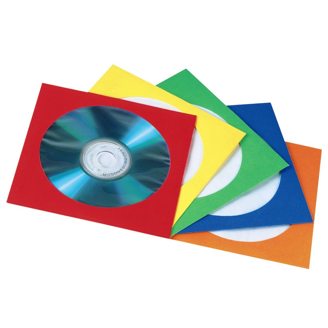 Hama Pochettes de protection (en papier pour CD/​DVD/​Blu-​Ray, lot de 50) Bleu/​Vert/​Orange/​Rouge/​Jaune
