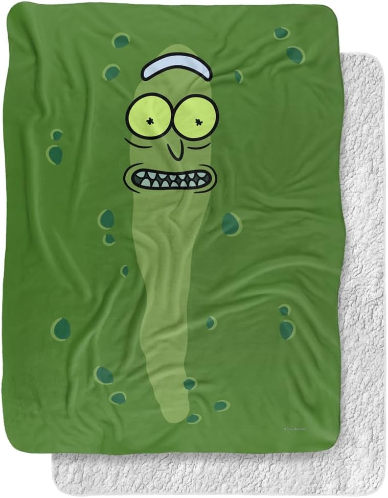 Rick and Morty Blanket, 60"x80", Pickle Rick Silky Touch Sherpa Back Super Soft Throw Blanket