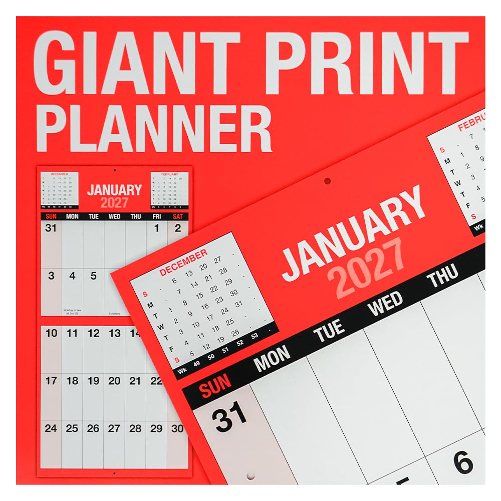 2027 Calendar Giant Print Month to View Wall Planner