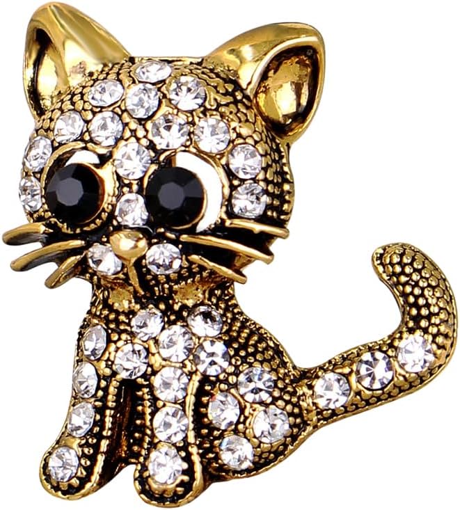 Cute Cat Broochs Pins For Women Vintage Animal Rhinestone Brooch Pin Gold Silver Cat Lapel Dress Suit Jackets Hat Scarf Brooch Pin Cats Decoration Lady Gifts - Image 2