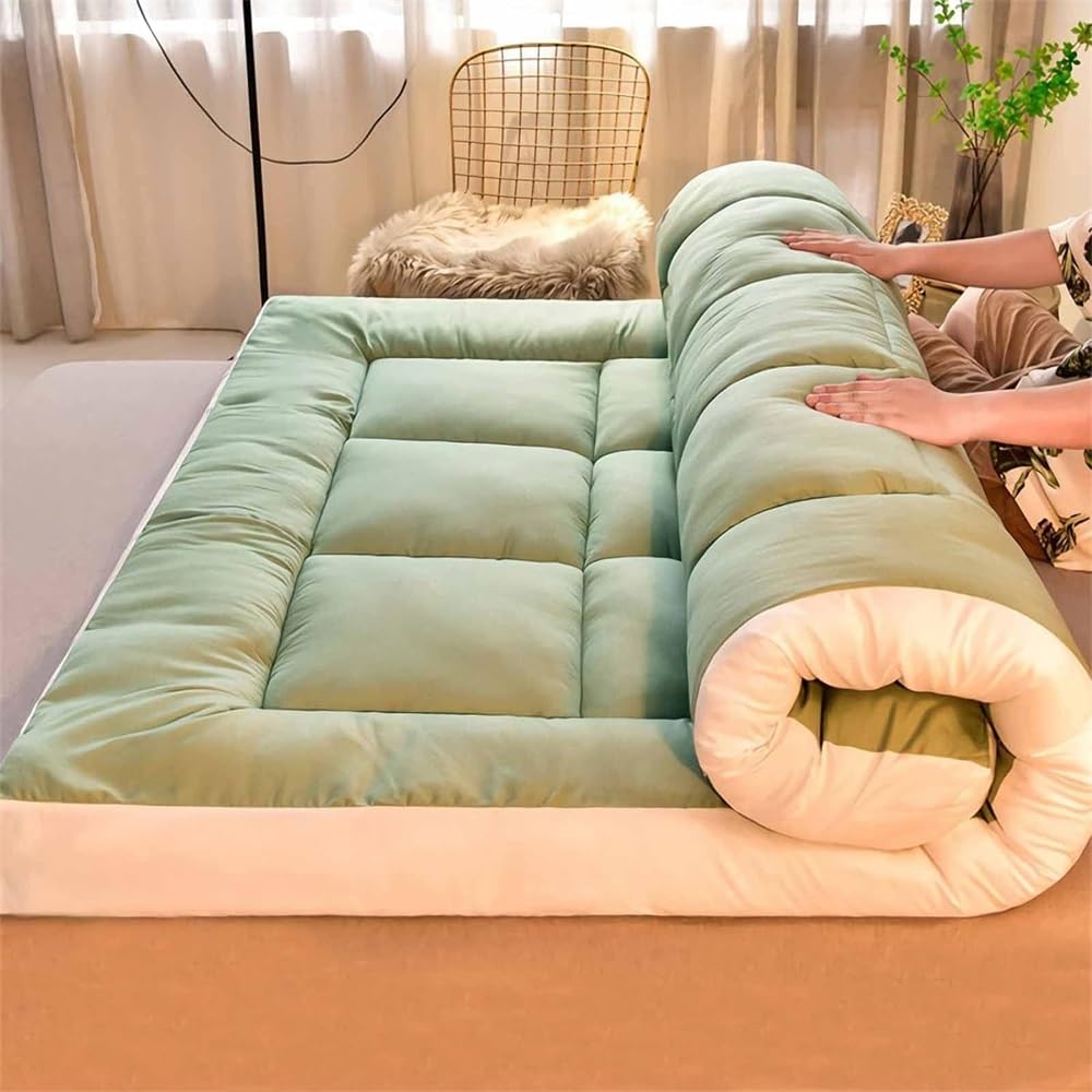 Humajory Green Japanese Floor Mattress Extra Thick Futon Floor Mattress Futon Mattress Foldable Floor Bed Camping Mattress Futon Tatami Mat Traditional Sleeping Mat(,150X200cm)